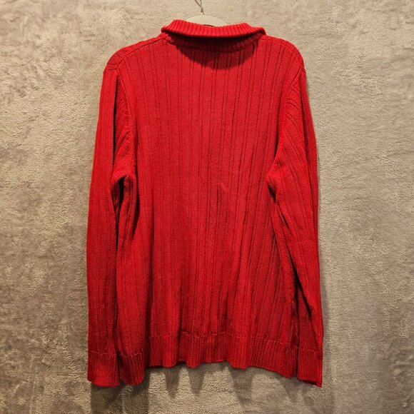 Liz & Co Women's 3X Bold Red Cable Knit Quarter-Zip Sweater Cotton Ribbed office - Picture 3 of 13